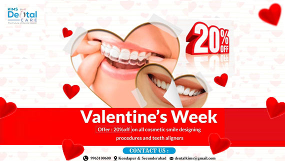 Kims dental hospital is giving best Valentines Day offers in kondapur, secunderabad